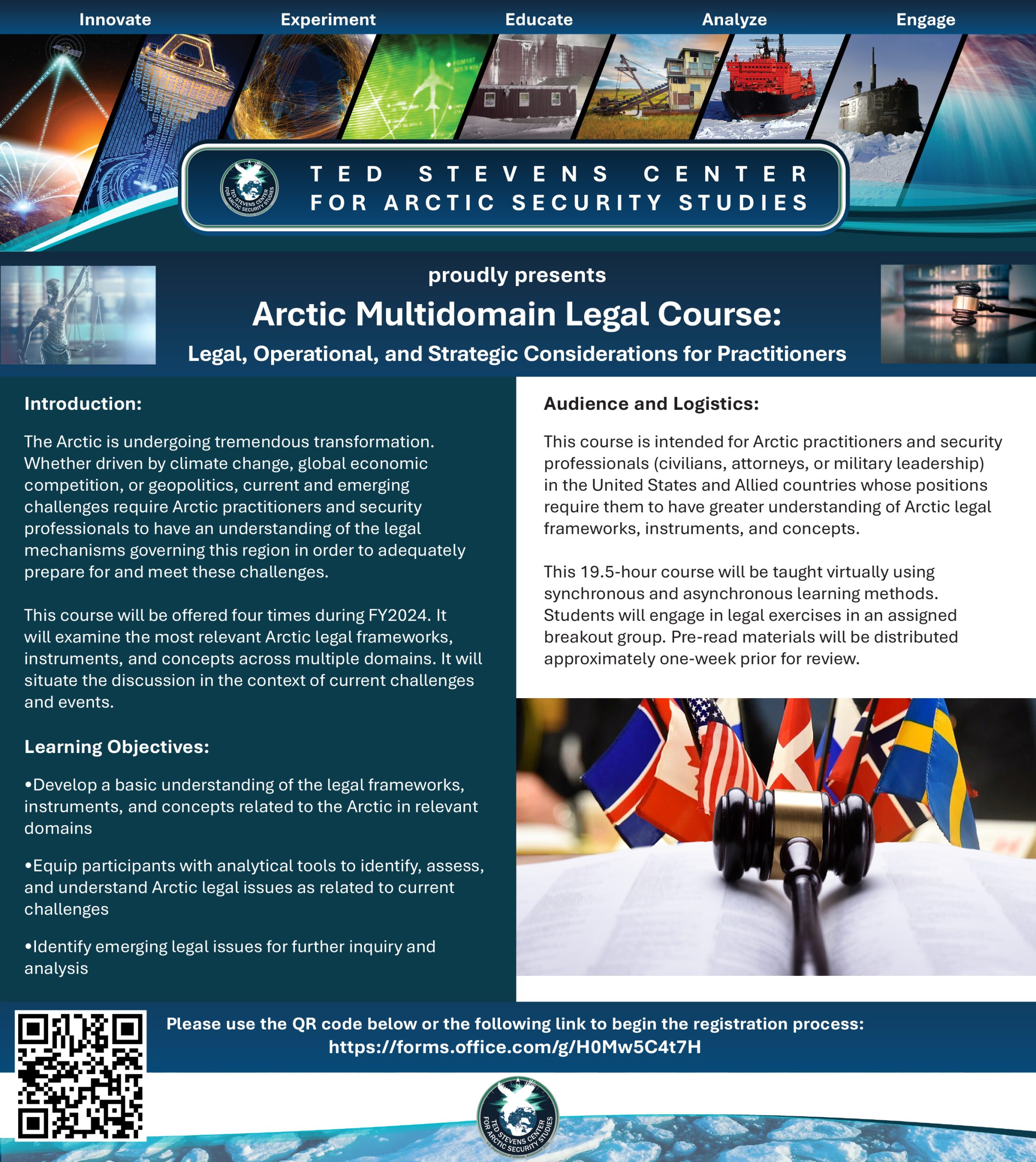 Arctic Multidomain Legal Course (ALMC) flyer.