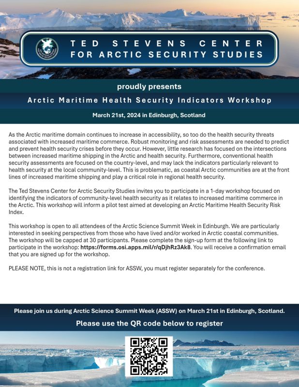 Arctic Maritime Health Security Indicators Workshop