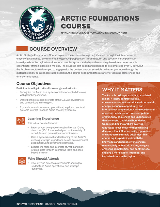 Arctic Foundations Course Arctic Foundations Course