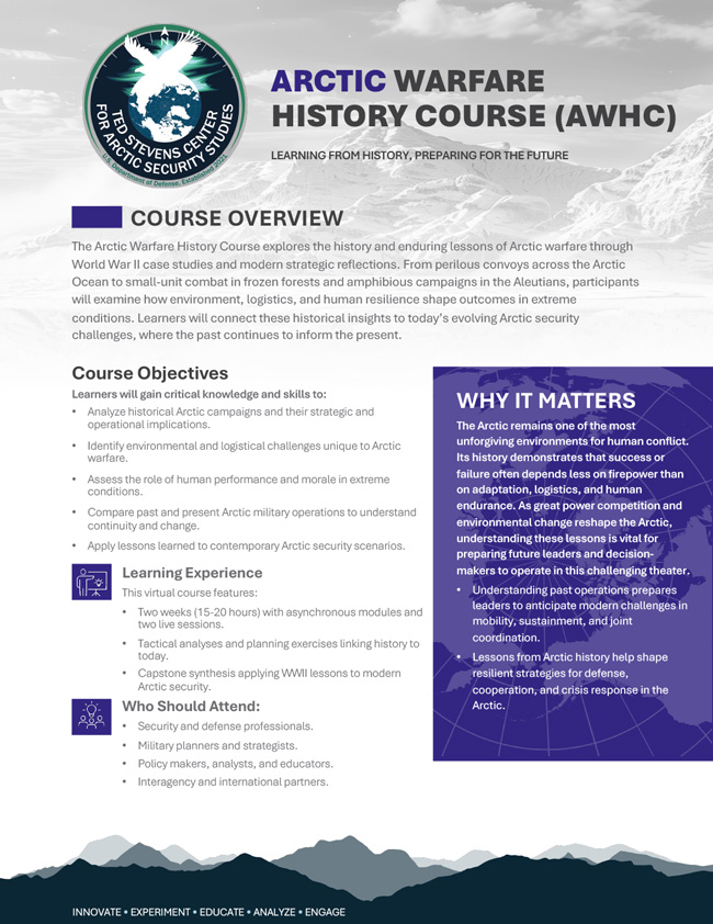 Arctic-Warfare_Course_Flyer Cover sheet image of the HDI TSC Symposium Report 2023.