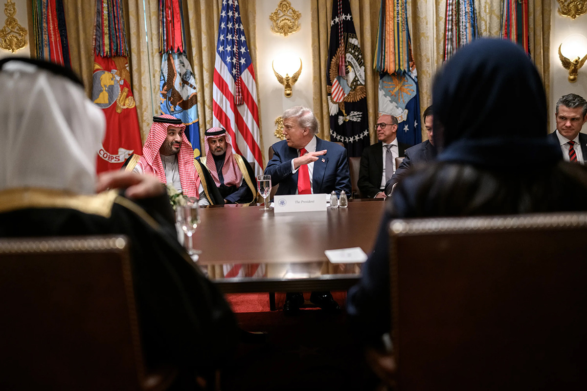 Crown Prince and Prime Minister Mohammed bin Salman Al Saud of Saudi Arabia joins U.S. President Donald Trump for a bilateral meeting at the White House
