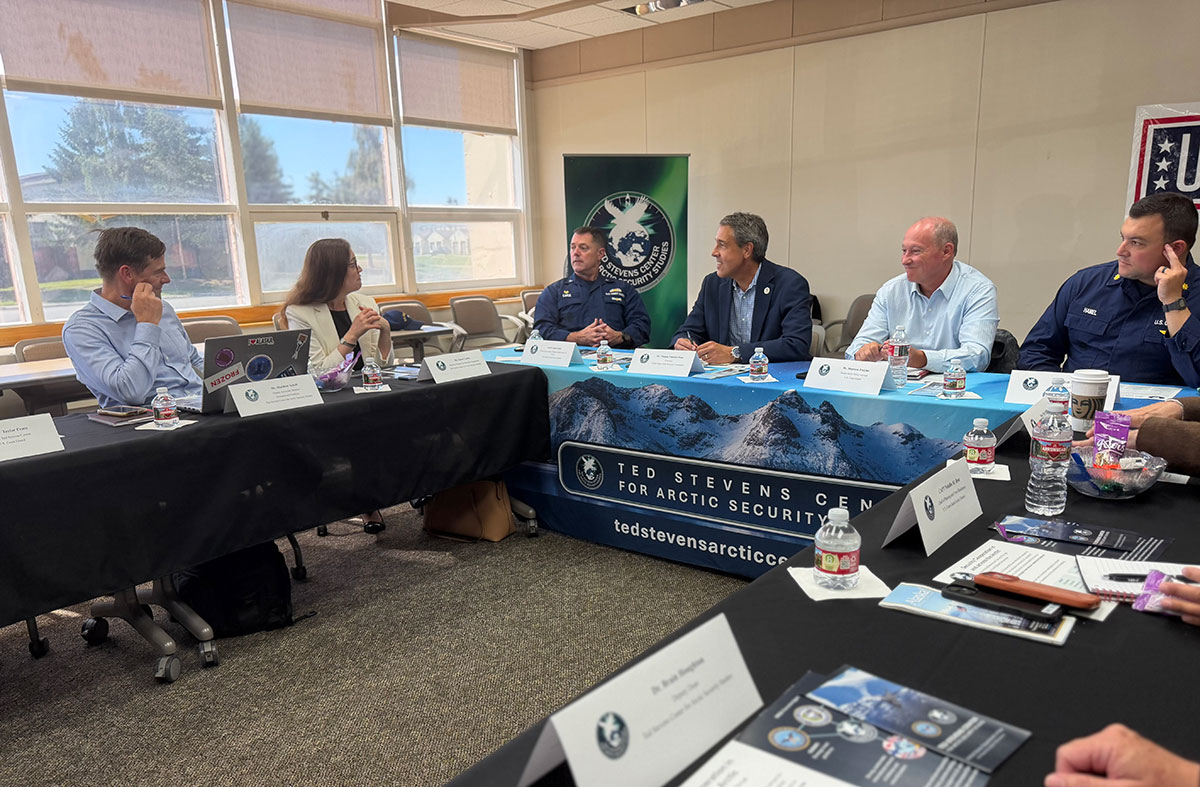 Dr. Dalee Sambo Dorough, University of Alaska-Anchorage, speaks to audience members during a panel discussion on day three of the Anchorage Security and Defense Conference
